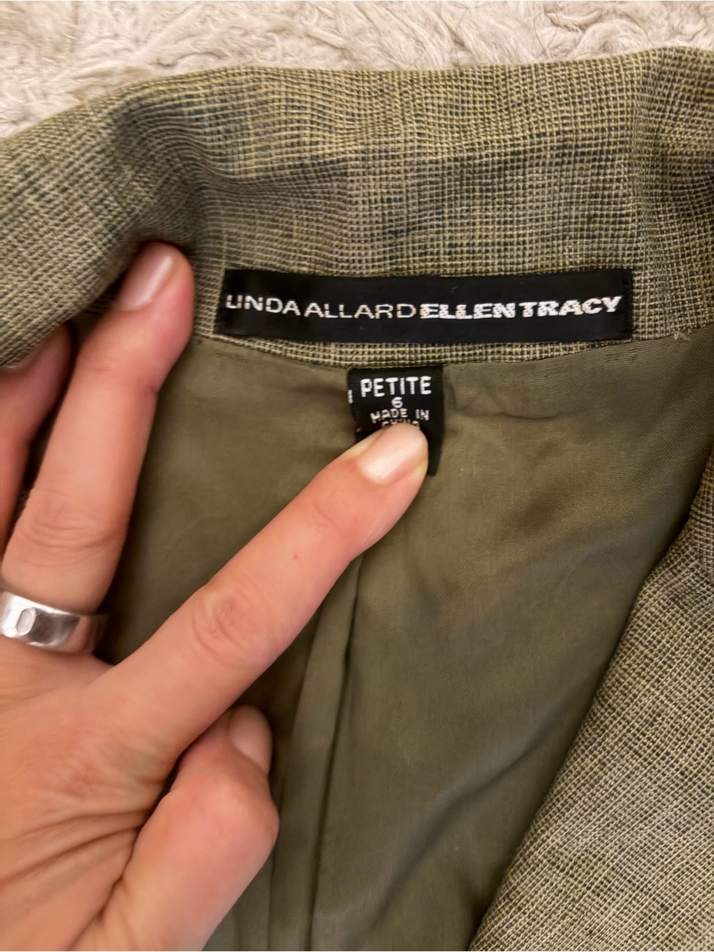 Ellen Tracy Olive Green Petite Blazer Dress - Picture 3 of 9